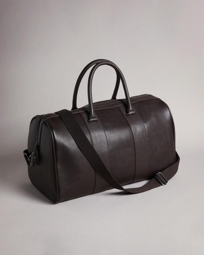 Hauts Ted Baker Striped PU Holdall Marron Chocolat Homme | WUS-31865812